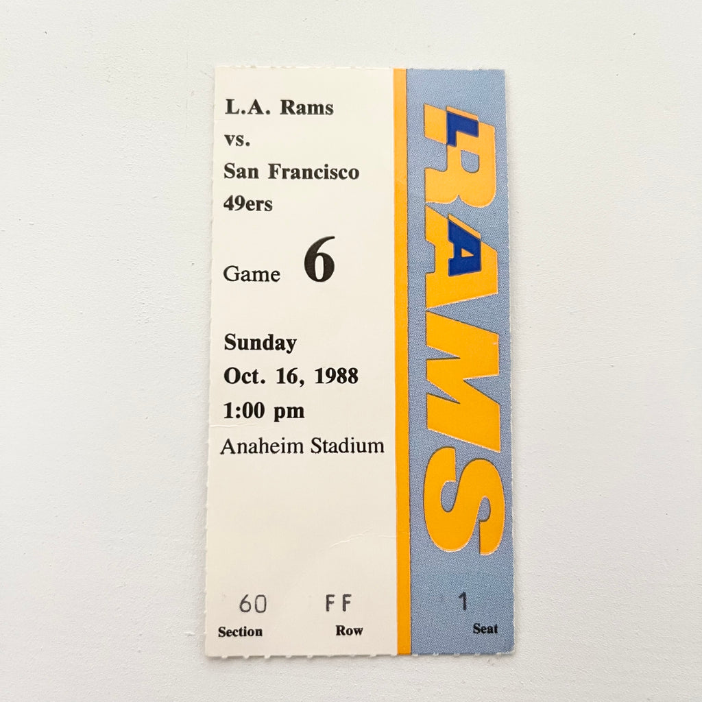 LA Rams San Francisco 49ers 1988 Game 6 NFL Football Ticket Stub Roger Craig Run