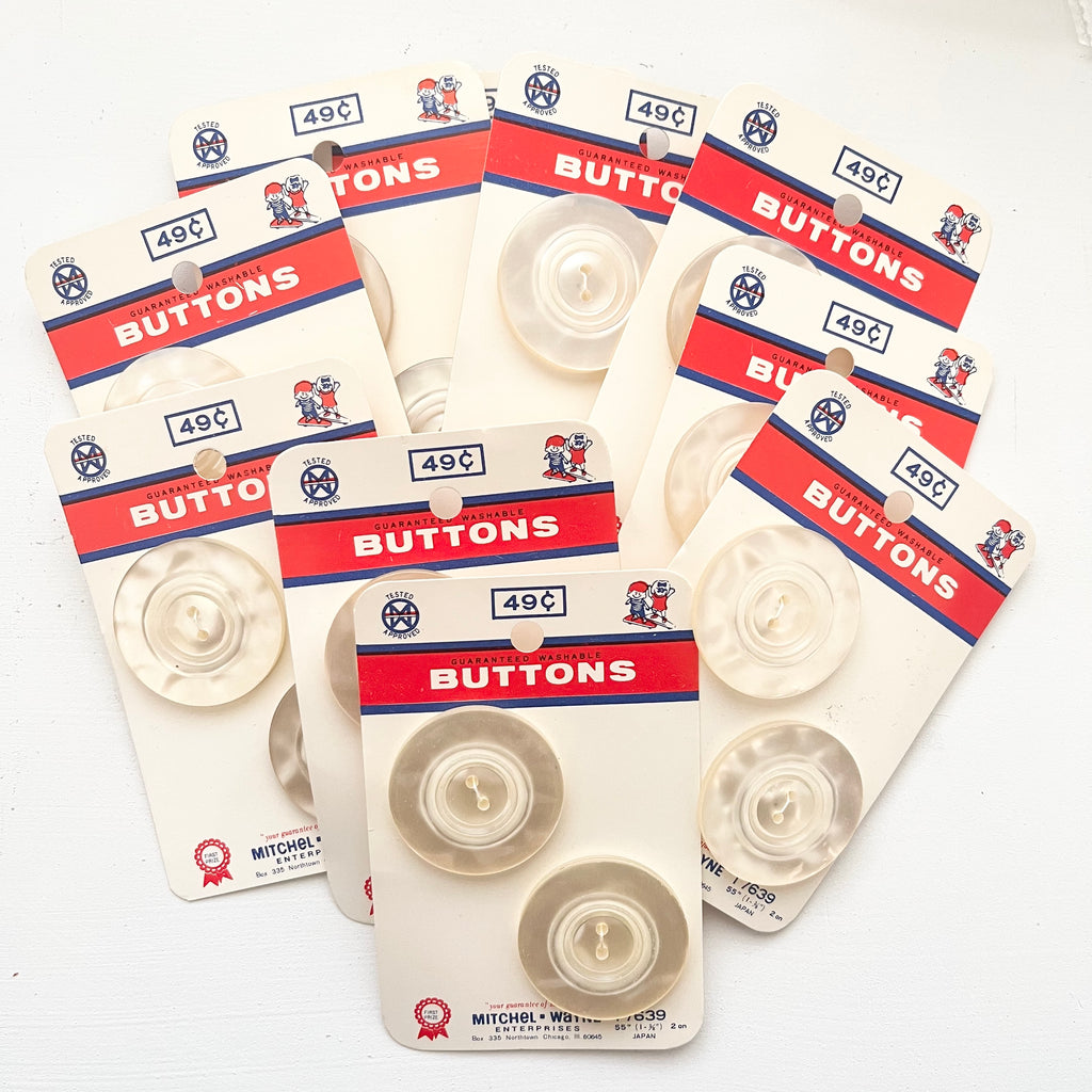 Vintage White Buttons for Sewing Crafts Round 2 Hole Pearl 1-3/8"