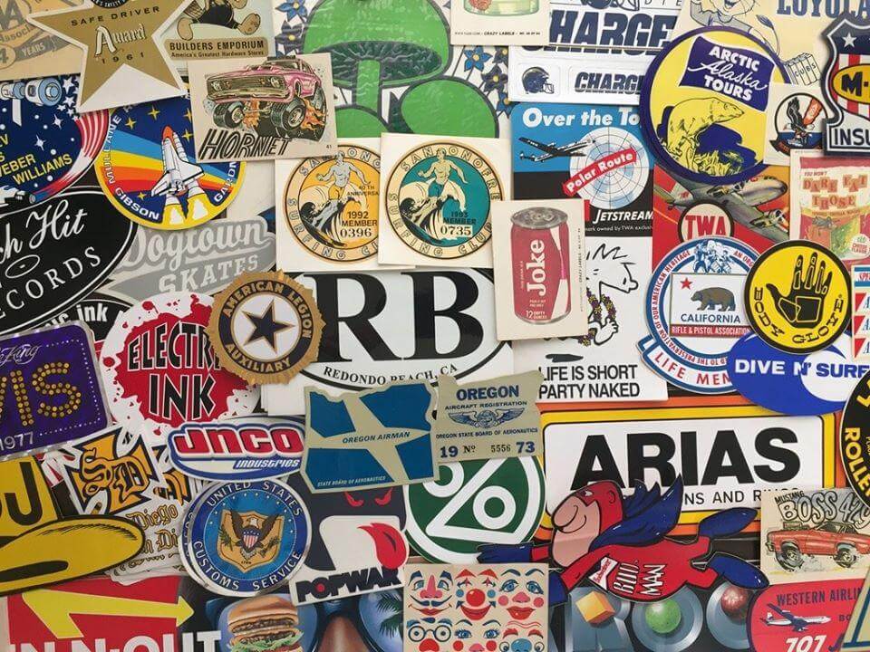 Collectible Stickers, Vintage Travel Stickers Decals, Vintage Surf Stickers, Vintage Racing Stickers, Vintage Bumper Stickers, Vintage Campaign Election Political Stickers, Vintage Skateboard Stickers, Vintage Scrapbooking Stickers, Vintage Dennison Label